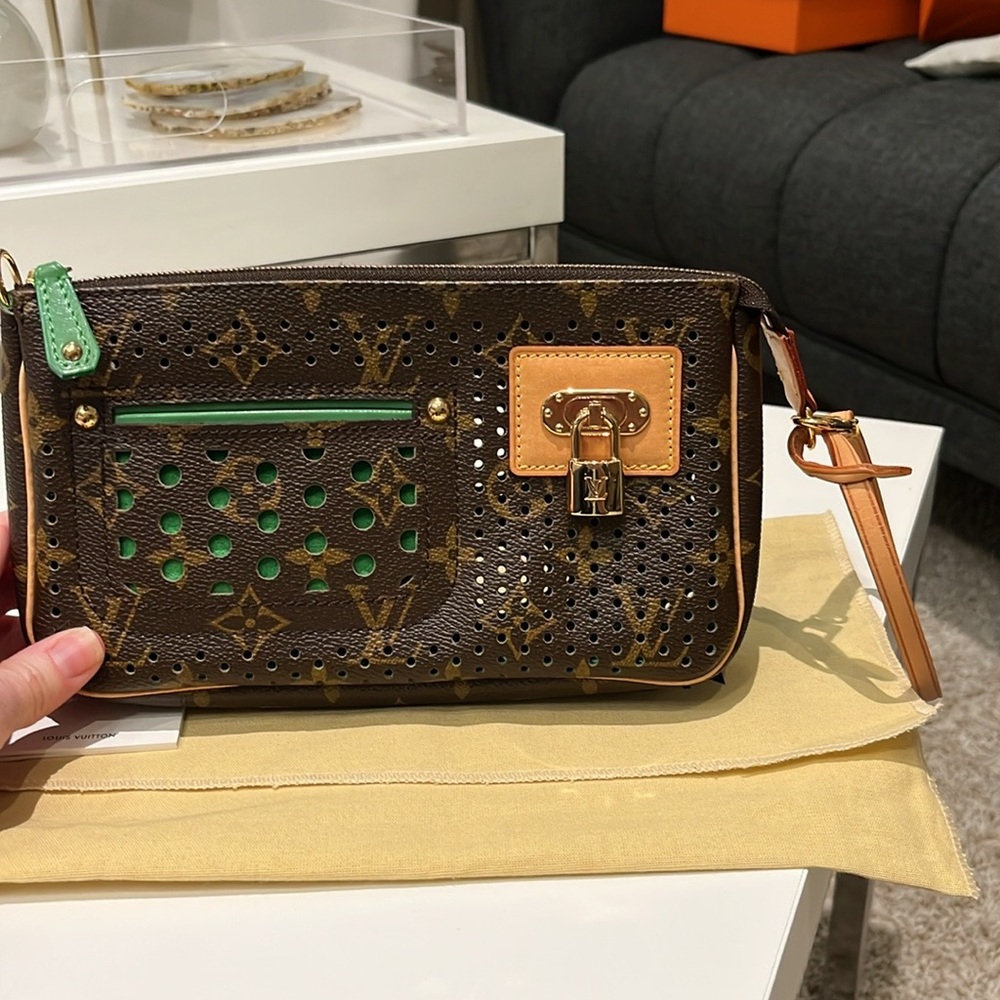 Louis Vuitton Pochette Accessories Perforated Green